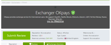 OKPays.com Listed on Rates.guru Monitoring site